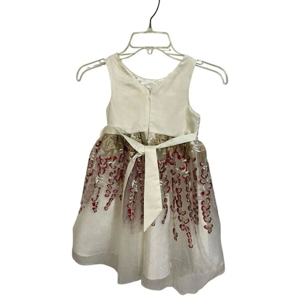 American Princess Little Girls Dress Size 5 Fancy Burgundy & Gold Holiday Event